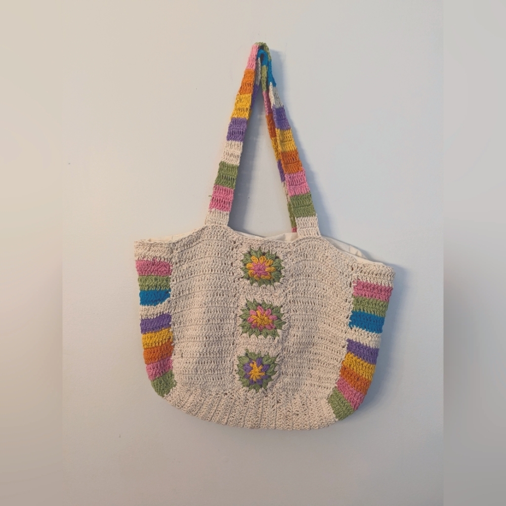 Shiraleah Summer Floral Crochet Tote